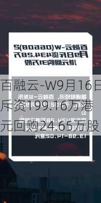 百融云-W9月16日斥资199.16万港元回购24.65万股