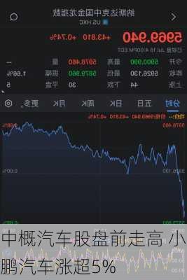 中概汽车股盘前走高 小鹏汽车涨超5%