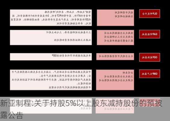 新亚制程:关于持股5%以上股东减持股份的预披露公告