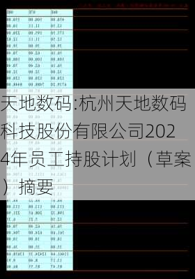 天地数码:杭州天地数码科技股份有限公司2024年员工持股计划（草案）摘要