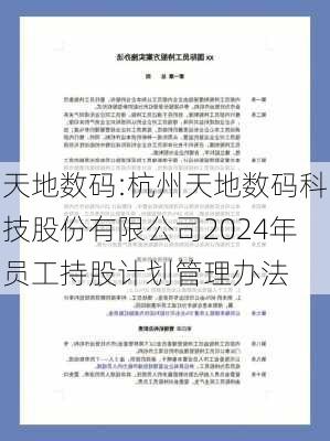 天地数码:杭州天地数码科技股份有限公司2024年员工持股计划管理办法