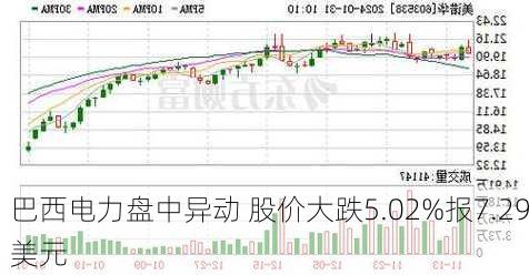 巴西电力盘中异动 股价大跌5.02%报7.29美元