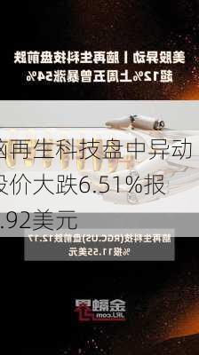 脑再生科技盘中异动 股价大跌6.51%报5.92美元