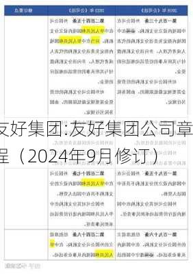 友好集团:友好集团公司章程（2024年9月修订）