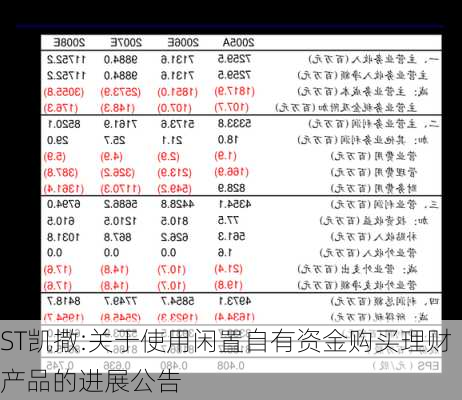 ST凯撒:关于使用闲置自有资金购买理财产品的进展公告