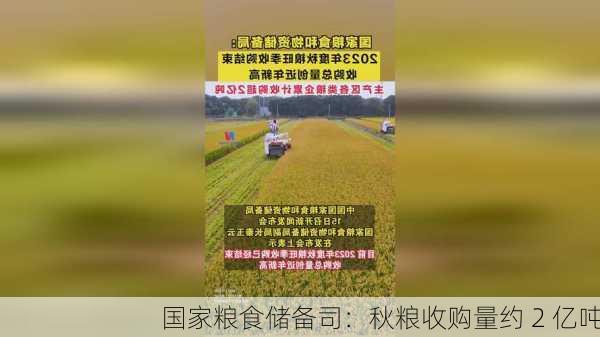 国家粮食储备司：秋粮收购量约 2 亿吨