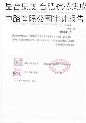 晶合集成:合肥皖芯集成电路有限公司审计报告