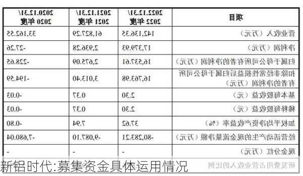 新铝时代:募集资金具体运用情况