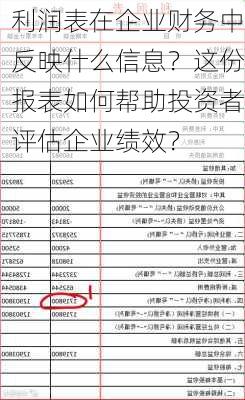 利润表在企业财务中反映什么信息？这份报表如何帮助投资者评估企业绩效？