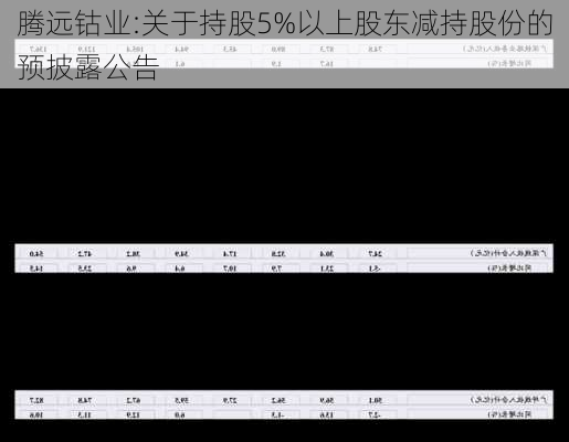 腾远钴业:关于持股5%以上股东减持股份的预披露公告