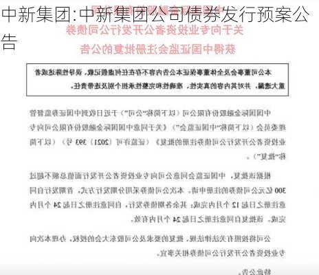 中新集团:中新集团公司债券发行预案公告