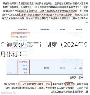 金通灵:内部审计制度（2024年9月修订）