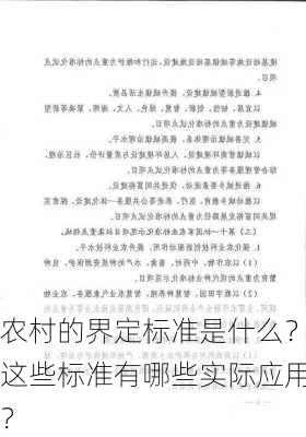 农村的界定标准是什么？这些标准有哪些实际应用？