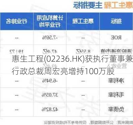 惠生工程(02236.HK)获执行董事兼行政总裁周宏亮增持100万股