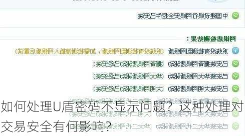 如何处理U盾密码不显示问题？这种处理对交易安全有何影响？
