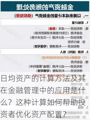 日均资产的计算方法及其在金融管理中的应用是什么？这种计算如何帮助投资者优化资产配置？