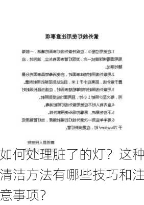 如何处理脏了的灯？这种清洁方法有哪些技巧和注意事项？