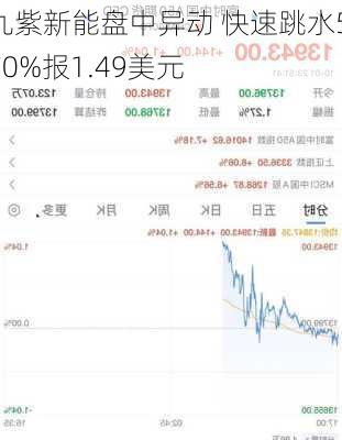 九紫新能盘中异动 快速跳水5.70%报1.49美元