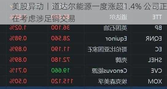 美股异动丨道达尔能源一度涨超1.4% 公司正在考虑涉足铜交易