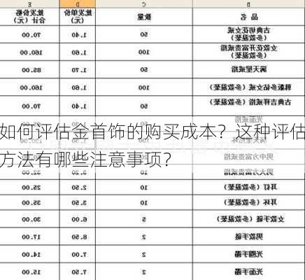 如何评估金首饰的购买成本？这种评估方法有哪些注意事项？