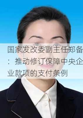 国家发改委副主任郑备：推动修订保障中央企业款项的支付条例