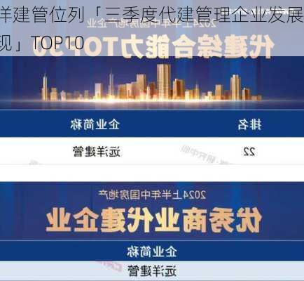 远洋建管位列「三季度代建管理企业发展表现」TOP10