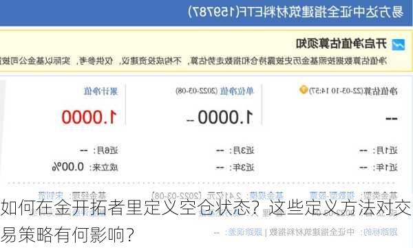 如何在金开拓者里定义空仓状态？这些定义方法对交易策略有何影响？