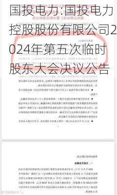 国投电力:国投电力控股股份有限公司2024年第五次临时股东大会决议公告