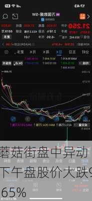 蘑菇街盘中异动 下午盘股价大跌9.65%