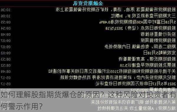 如何理解股指期货爆仓的原因？这种风险对投资者有何警示作用？