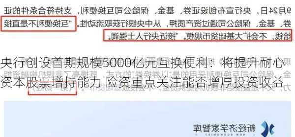 央行创设首期规模5000亿元互换便利：将提升耐心资本股票增持能力 险资重点关注能否增厚投资收益