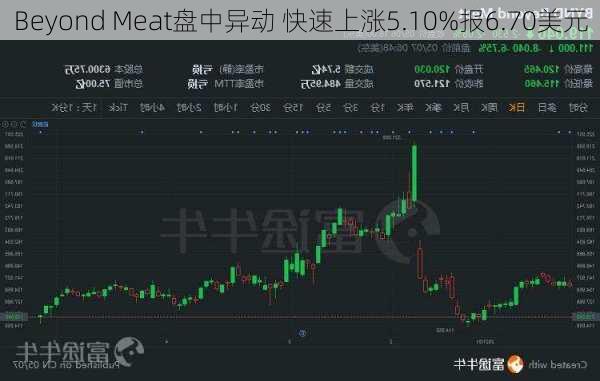 Beyond Meat盘中异动 快速上涨5.10%报6.70美元