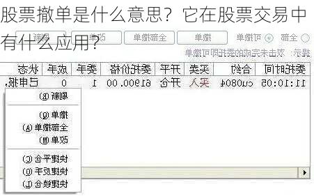 股票撤单是什么意思？它在股票交易中有什么应用？