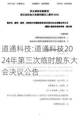 道通科技:道通科技2024年第三次临时股东大会决议公告