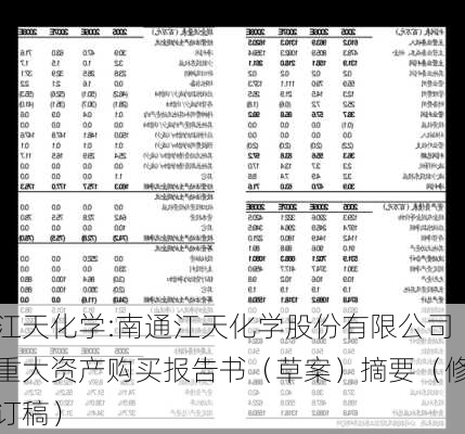 江天化学:南通江天化学股份有限公司重大资产购买报告书（草案）摘要（修订稿）