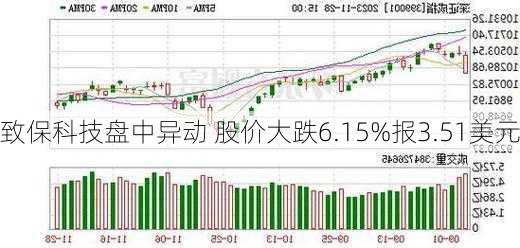 致保科技盘中异动 股价大跌6.15%报3.51美元