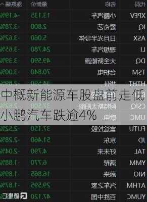 中概新能源车股盘前走低 小鹏汽车跌逾4%